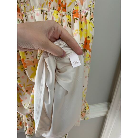 Lauren Conrad Yellow Floral Girly Summer Ruffle-Sleeve Fit & Flare Dress‎ Large - Picture 9 of 9